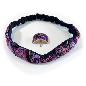 グアテマラ手織り hairband setーblack pink-3