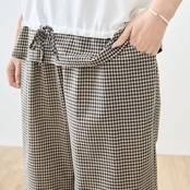 TRUBE [2点セット]ギンガムチェック×ラインプリント上下セットアップ【M~L】ホワイト