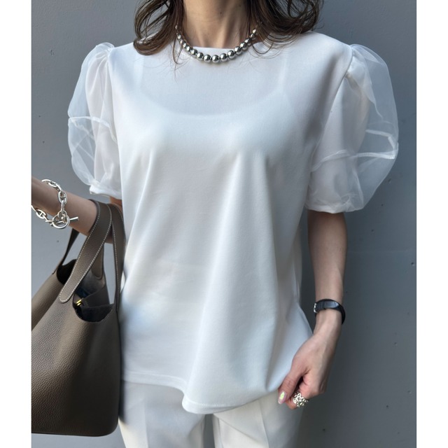 ◆一部即納◆チュールスリーブTシャツ（ネコポス対応）（即納:1-4営業日/予約:1-2週間程でお届け）