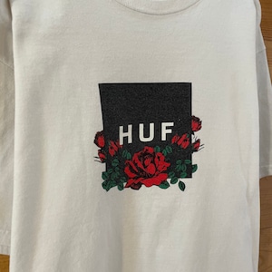 【HUF】メキシコ製 ボックスロゴ 薔薇 Tシャツ Sサイズ ハフ US古着 アメリカ古着