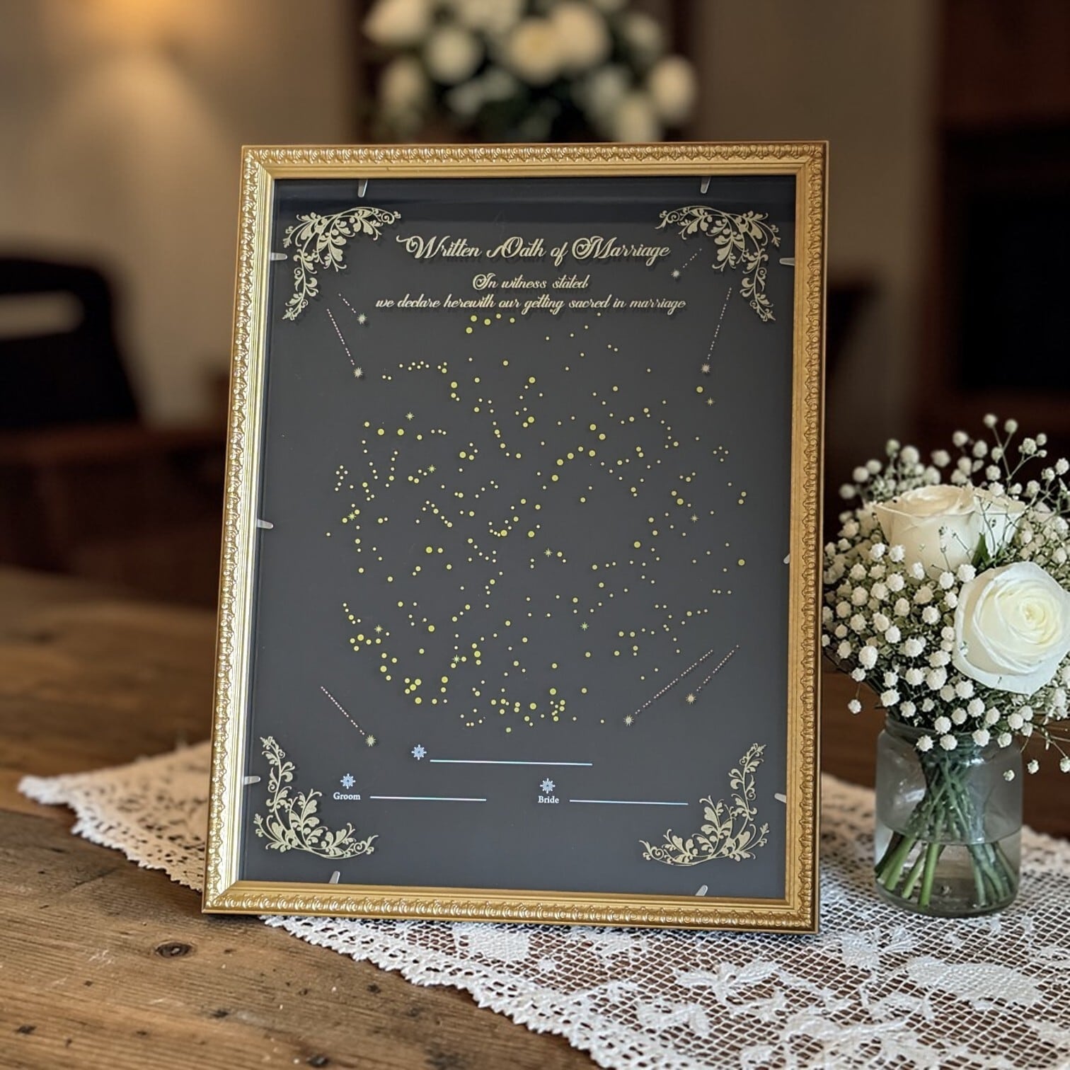 参加型ウェルカムボード【星座の結婚証明】星空｜ガラスとアクリルの2