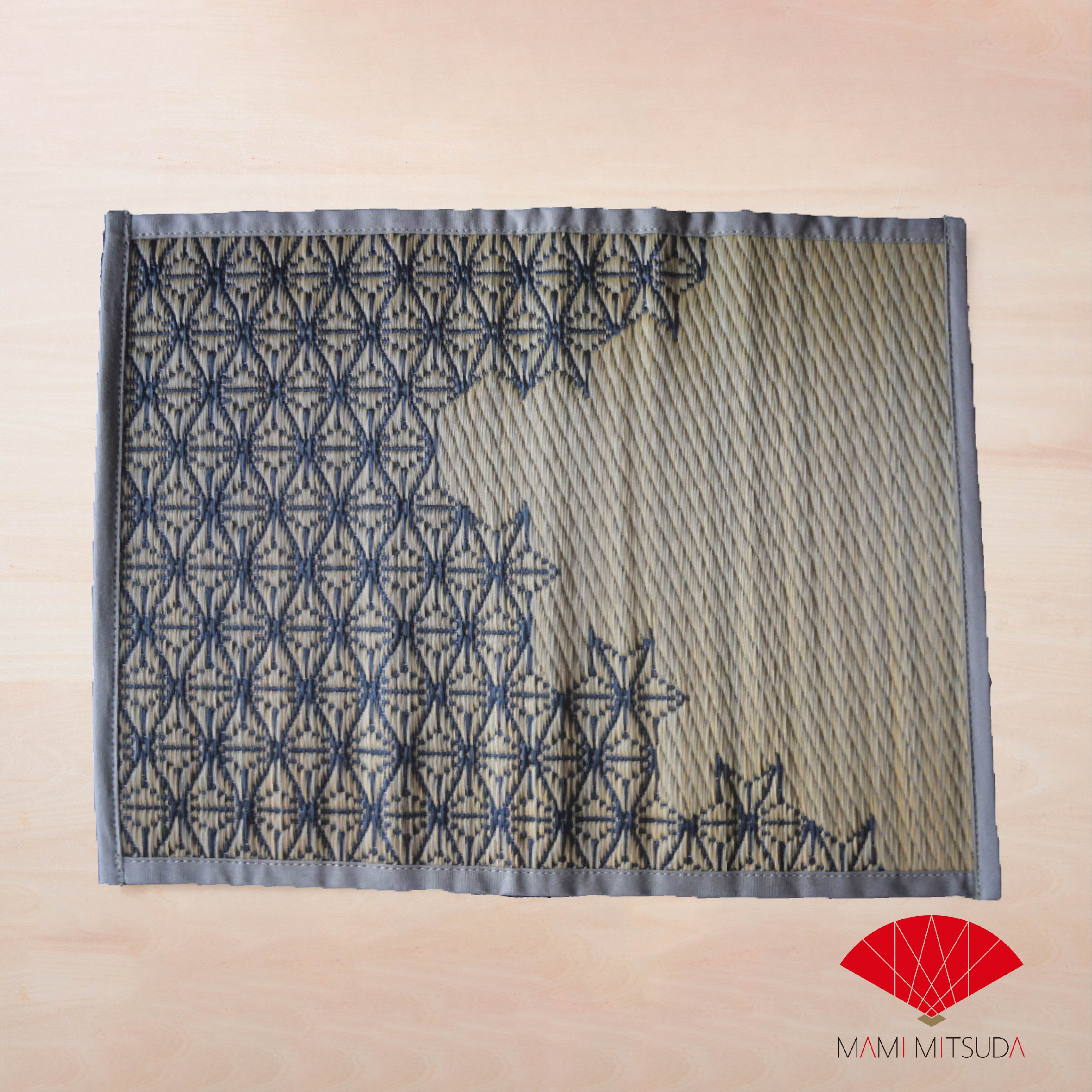 福岡花ござテーブルマット】七宝・縁色ベージュ | 松正 福岡花