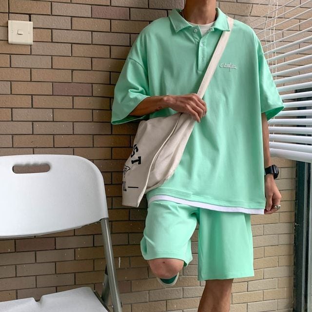 予約販売】メンズ セットアップ 上下 ハーフパンツ 半袖ポロシャツ