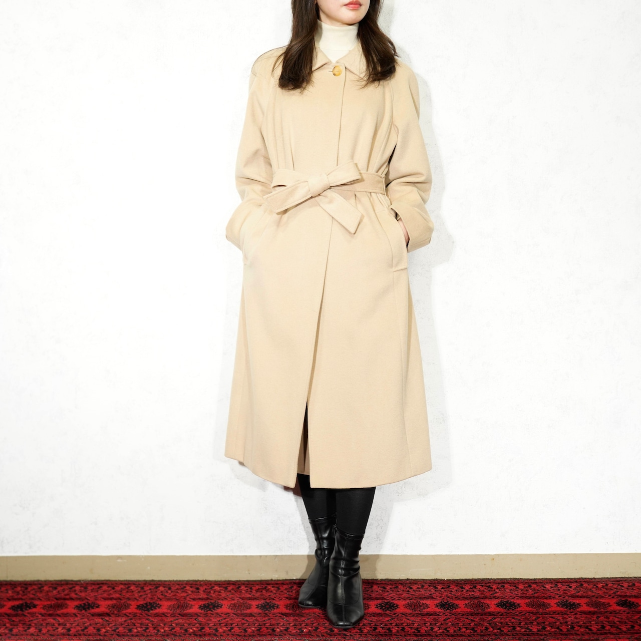 BURBERRY LONDON ANGORA BREND WOOL BELTED LONG COAT/バーバリー 