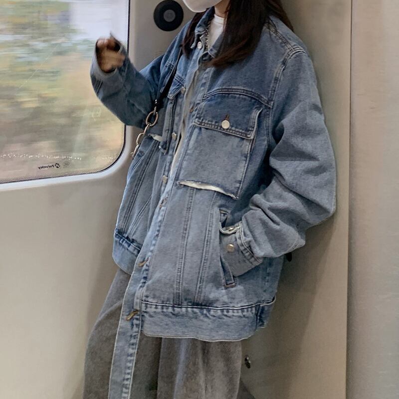 スタンダードブルージャケット スプリングルーズ レトロ ストリート 春物 スーパーモール7455525490