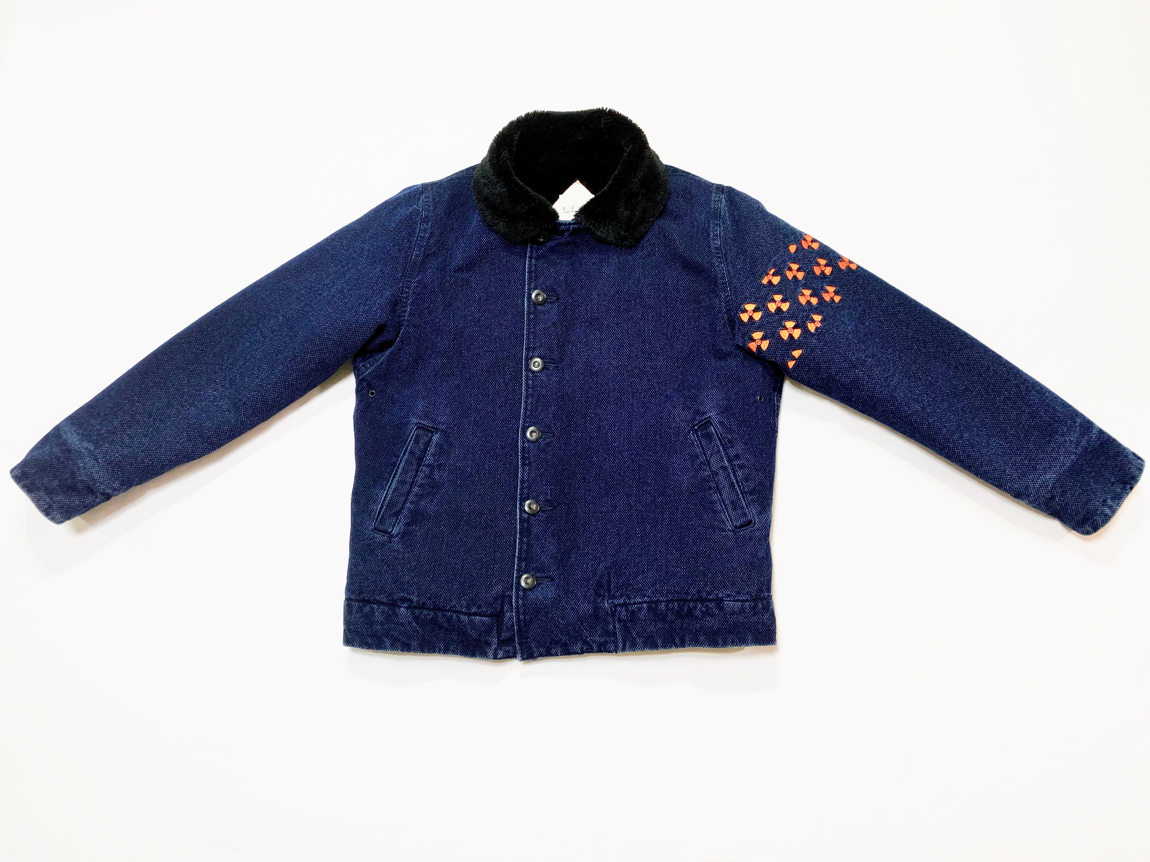 ブルゾン ※akko※様 20AW 刺し子風インディゴドビーN-1デッキジャケット / Sashiko like
