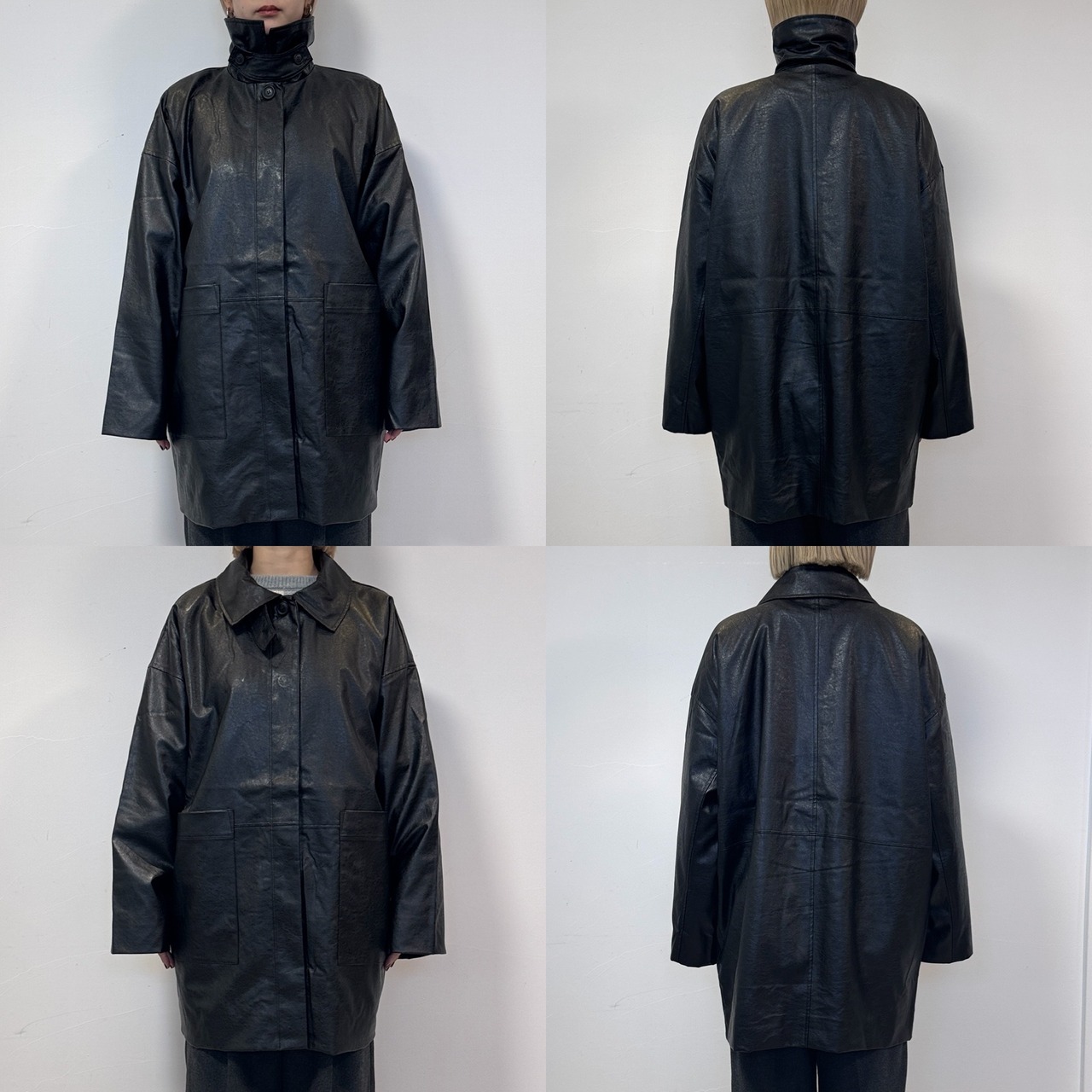 【受注販売】レザーライクオーバーJK/ブラック