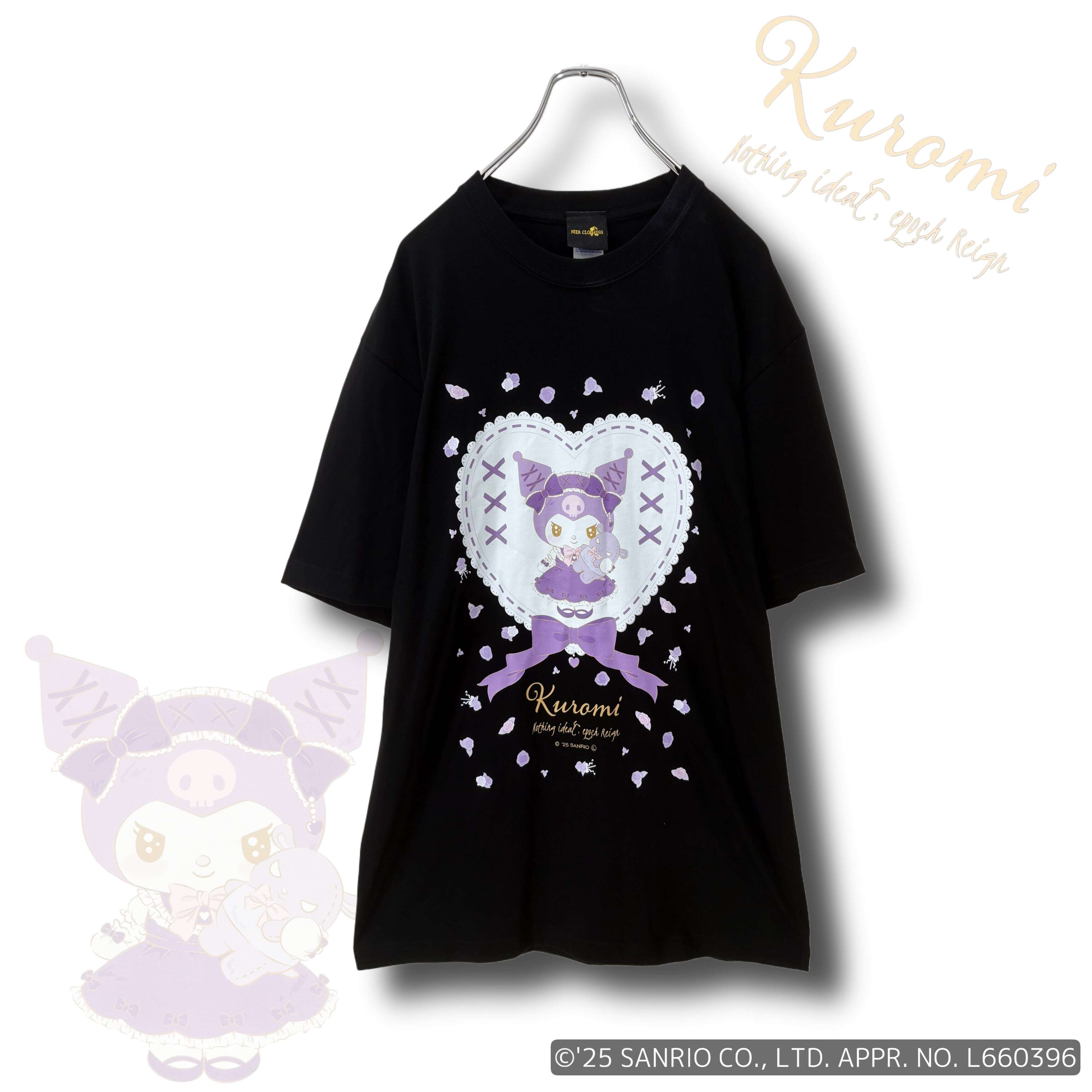 【NieR】 ユニセックスコットンカットソー【KUROMI-SWEET-】D250502 ニーア Tシャツ ストリート サブカル 地雷系  ユニセックス