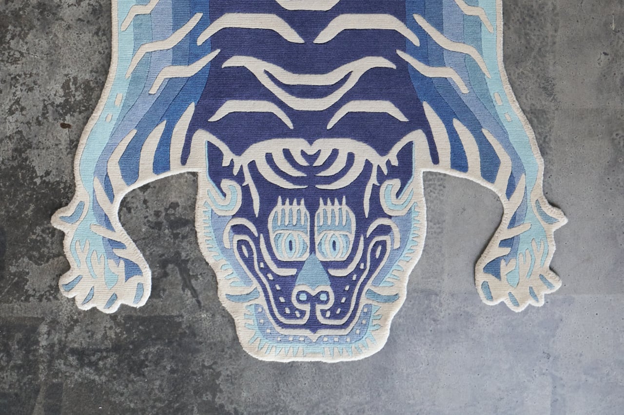 Tibetan Tiger Rug 《Lサイズ•ウール・オリジナル3・インディゴカラー