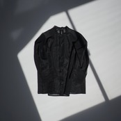 itochi - 100/2 Cotton Organdy Short Shirt :Black|透け感/タックスリーブ itochi - 100/2 cotton organdy transparent tuck short shirt / black