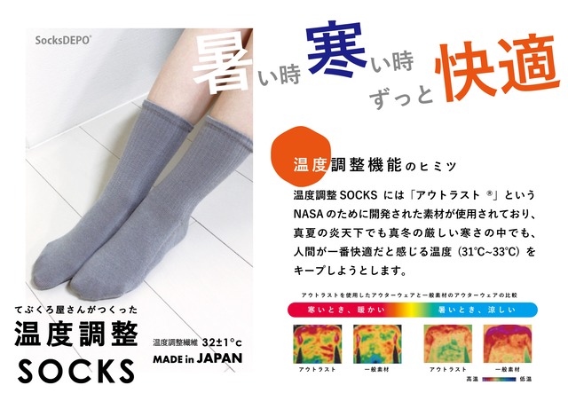 てぶくろ屋さんが作った温度調整ソックス（レギュラー丈先丸）