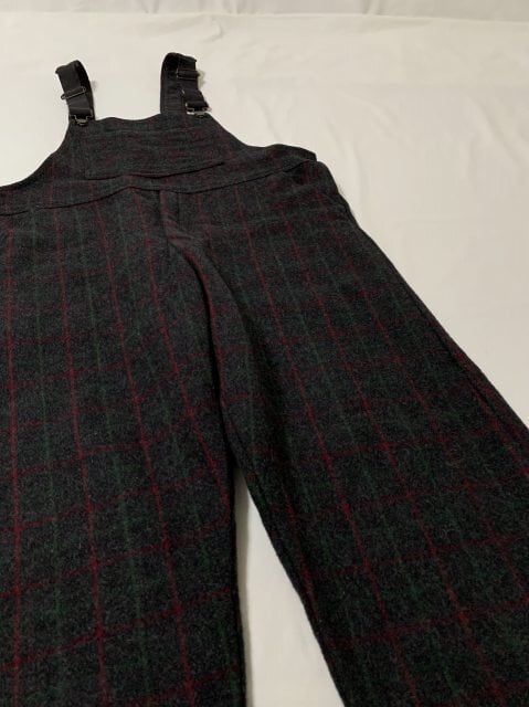 1980's Woven Check Pattern Wool Overalls