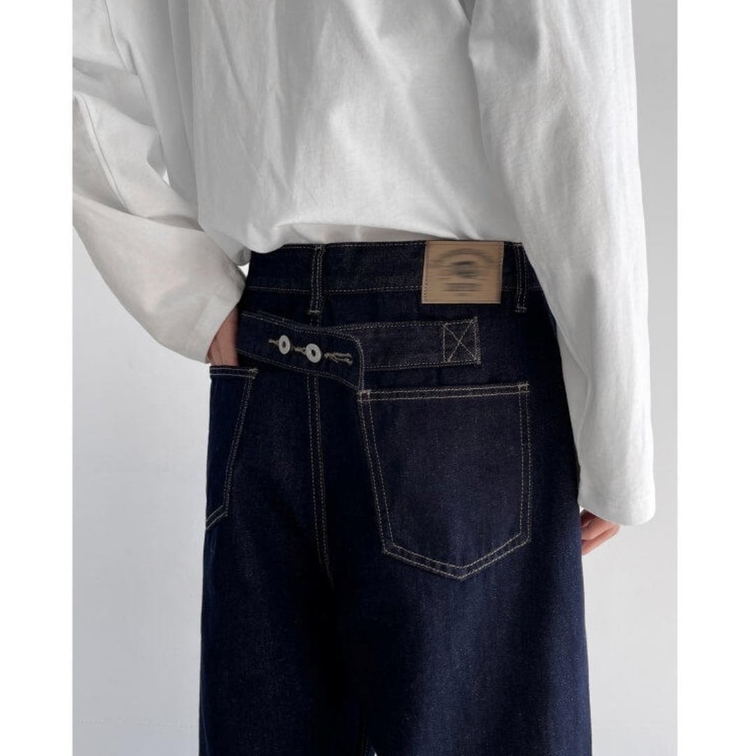 シンチバックベルト ストレートジーンズ D11430 | 韓国メンズ