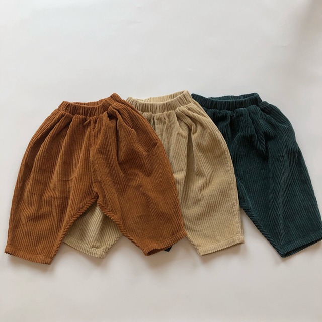 【BABY&KID】冬作温かいコーデュロイワイドパンツ