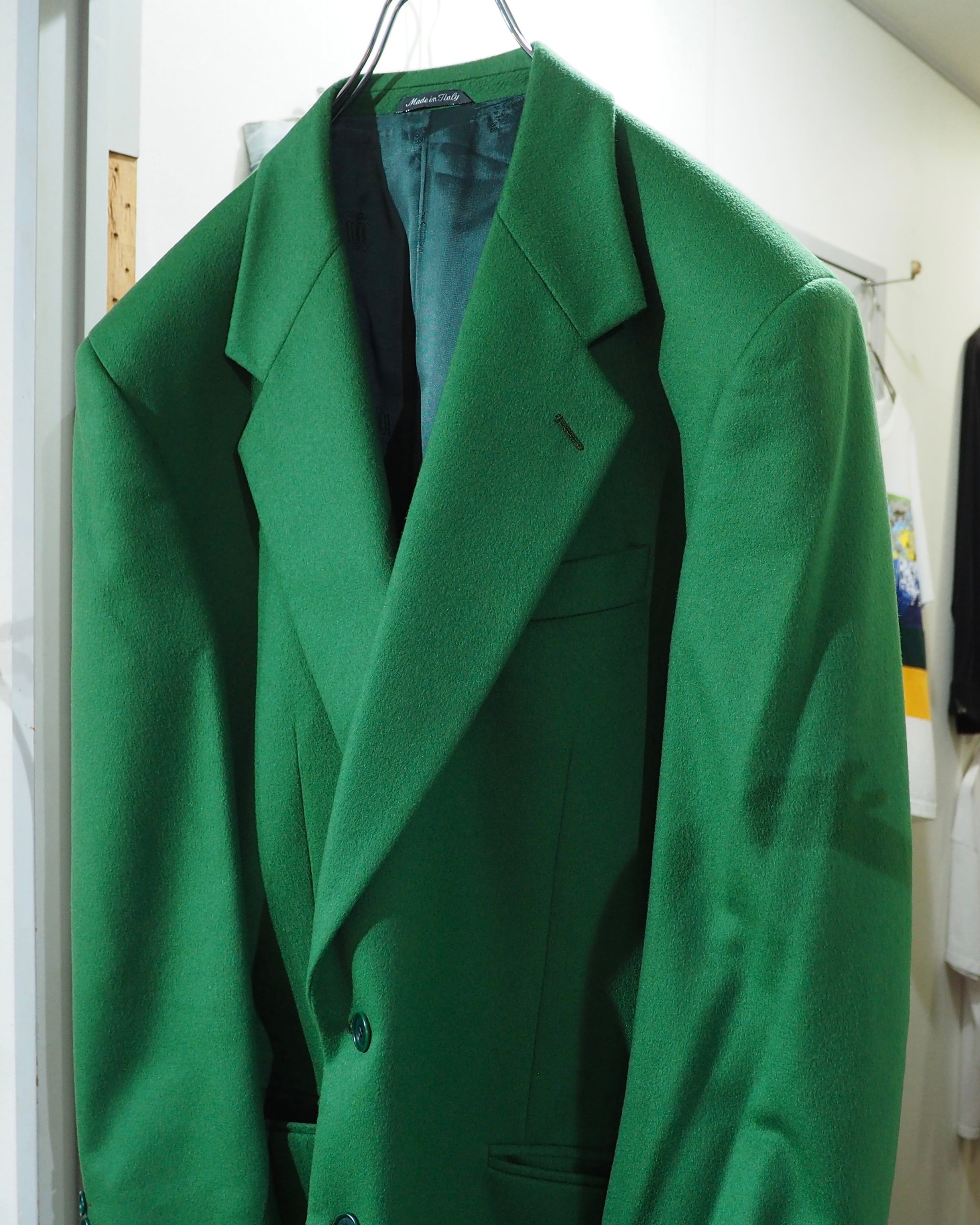 " Made in Italy - STUDIO FERRE " Beautiful Light Green Color Vintage Cashmere Mix Tailored Jacket