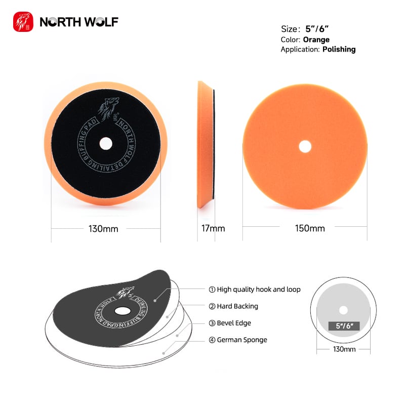 5インチ ウレタンバフ オレンジ North Wolf | 磨き専門店 Detail Base