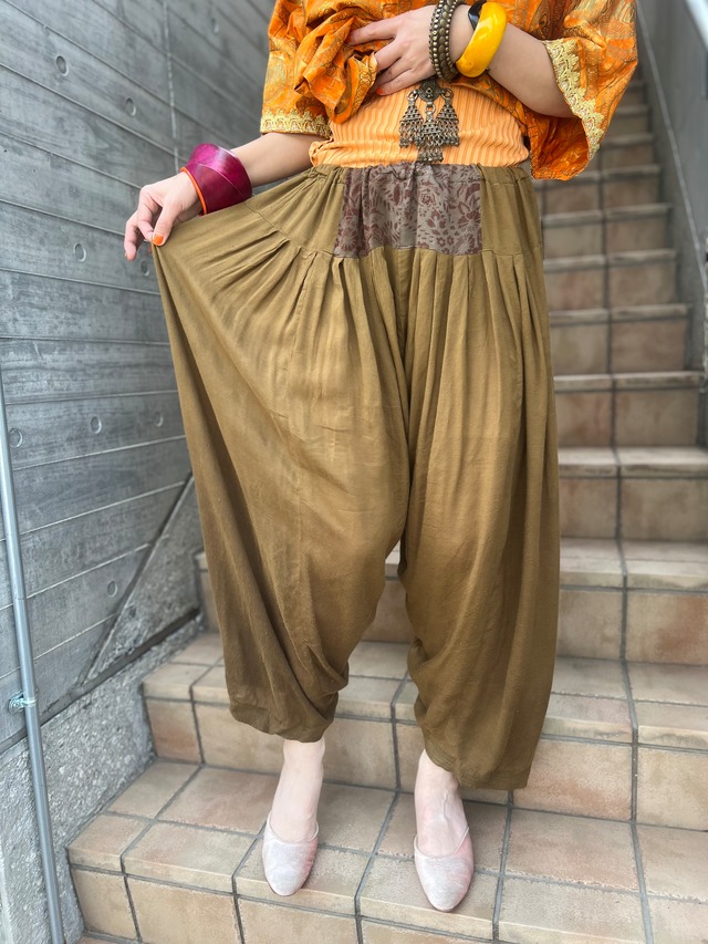 Vintage khaki brown rayon pants ( ヴィンテージ カーキ ブラウン レーヨン パンツ )