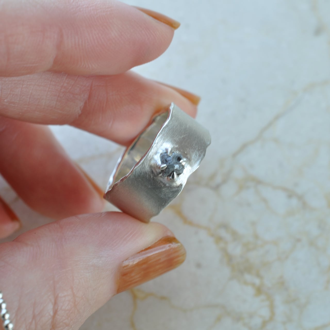 Rough Diamond Wide Ring ラフダイヤモンド シルバーワイドリング 原石