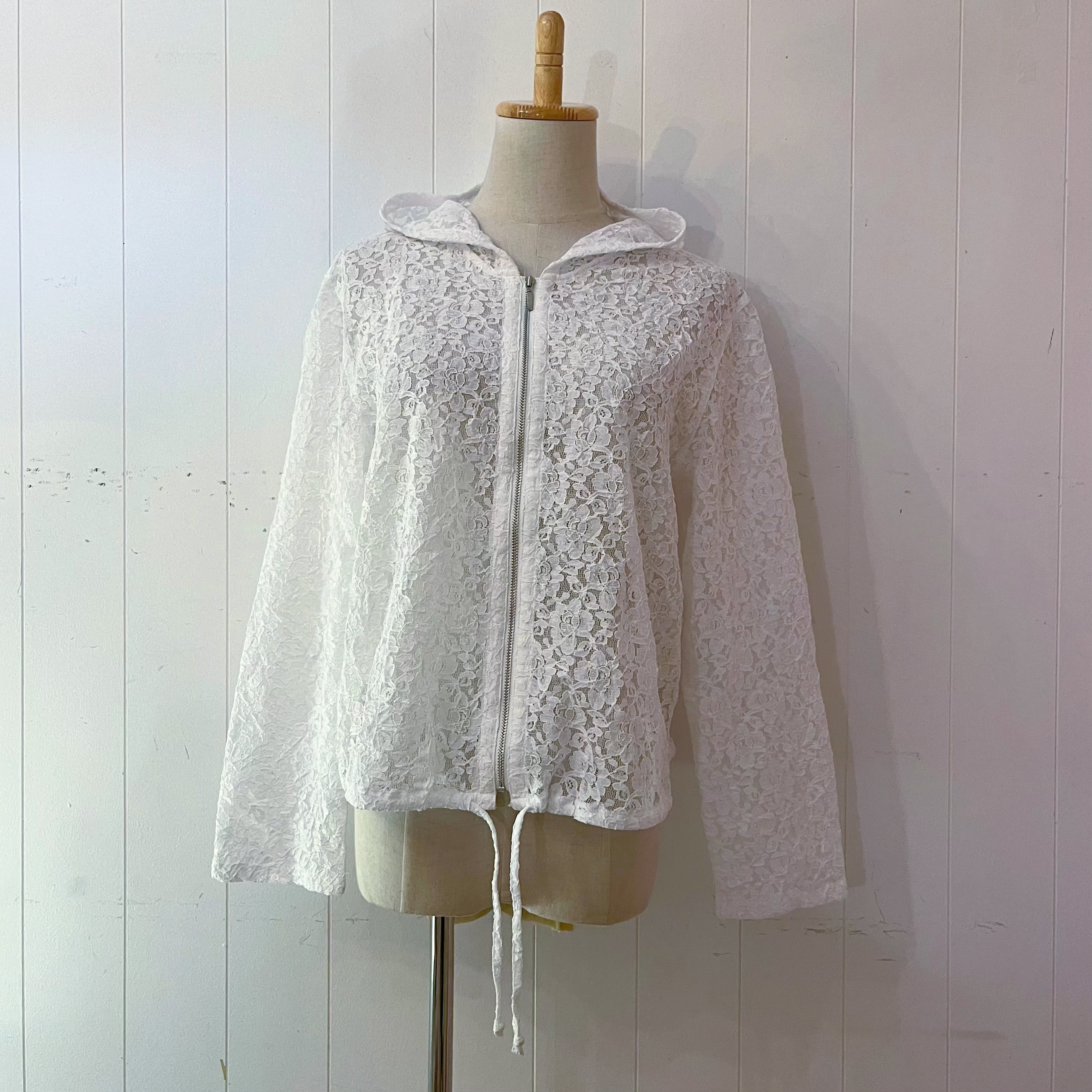 white flower lace hoodie