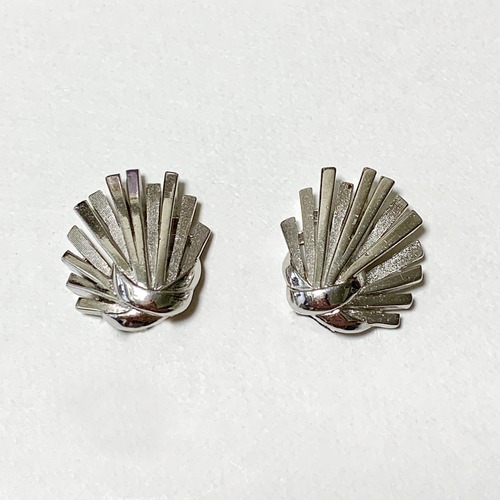 Vintage Trifari Silver Tone Modernist Earrings