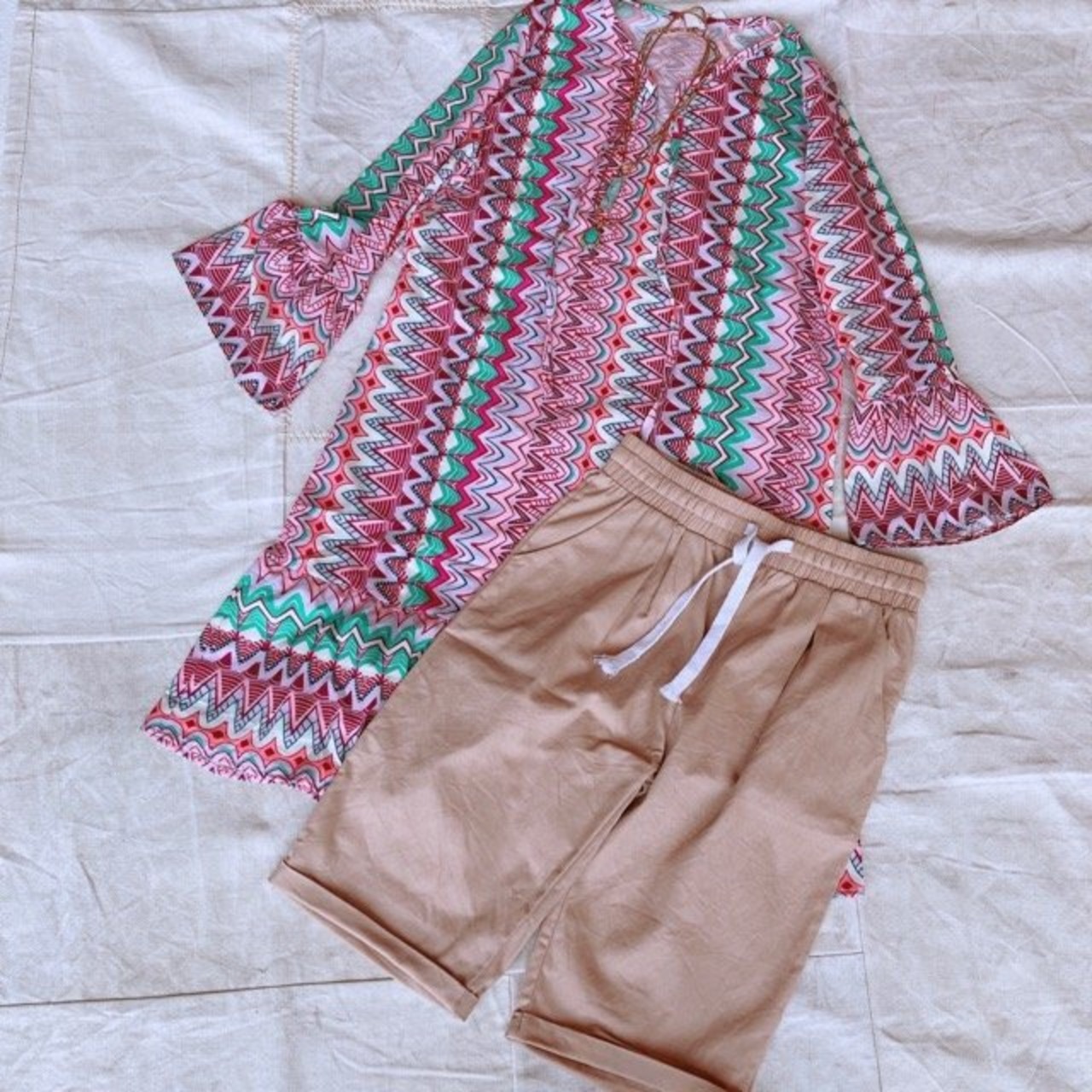  Topanga lady's　エラスティックハーフパンツ　ベージュ 
