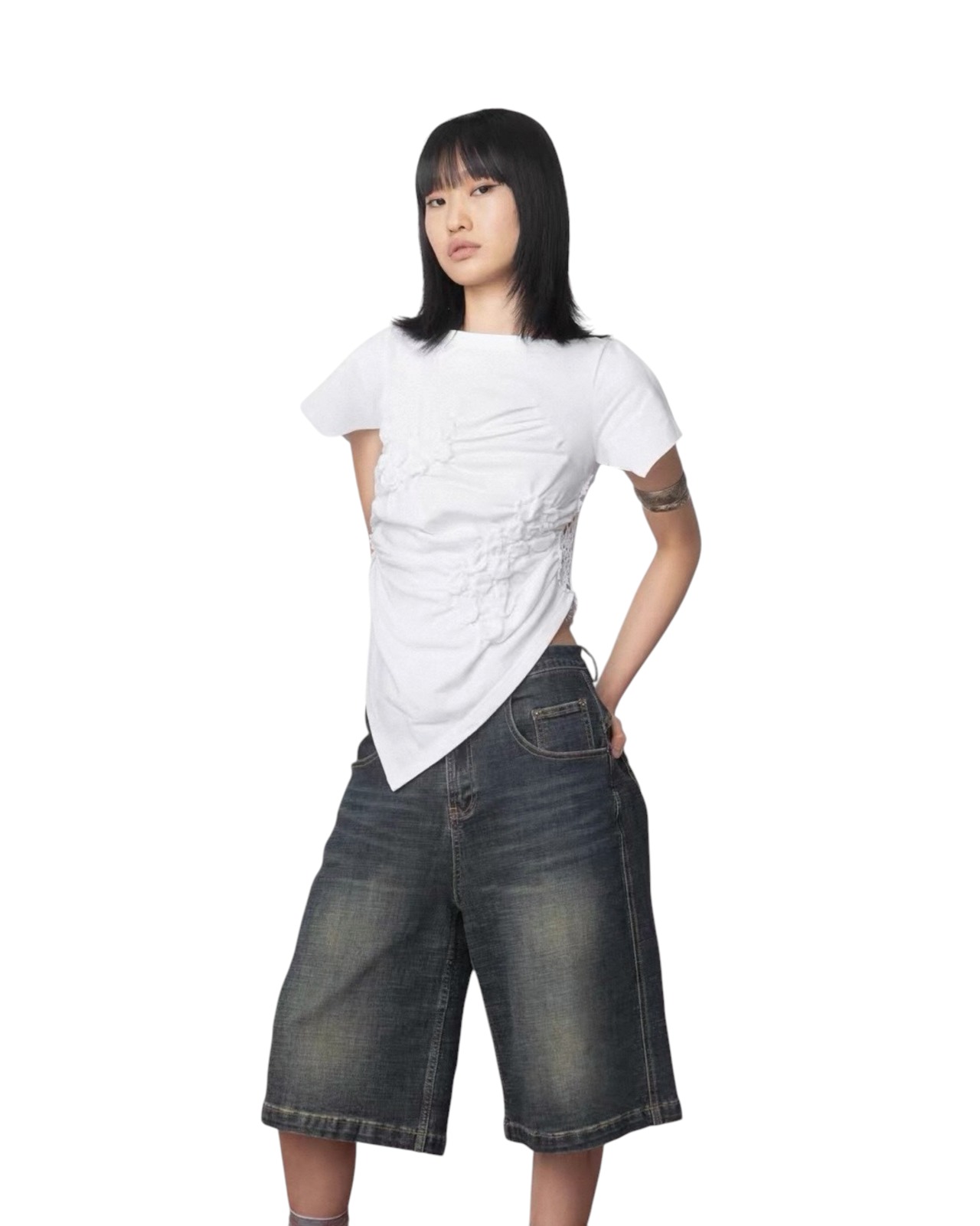 【Vestige】Lace Panel Tee /010022