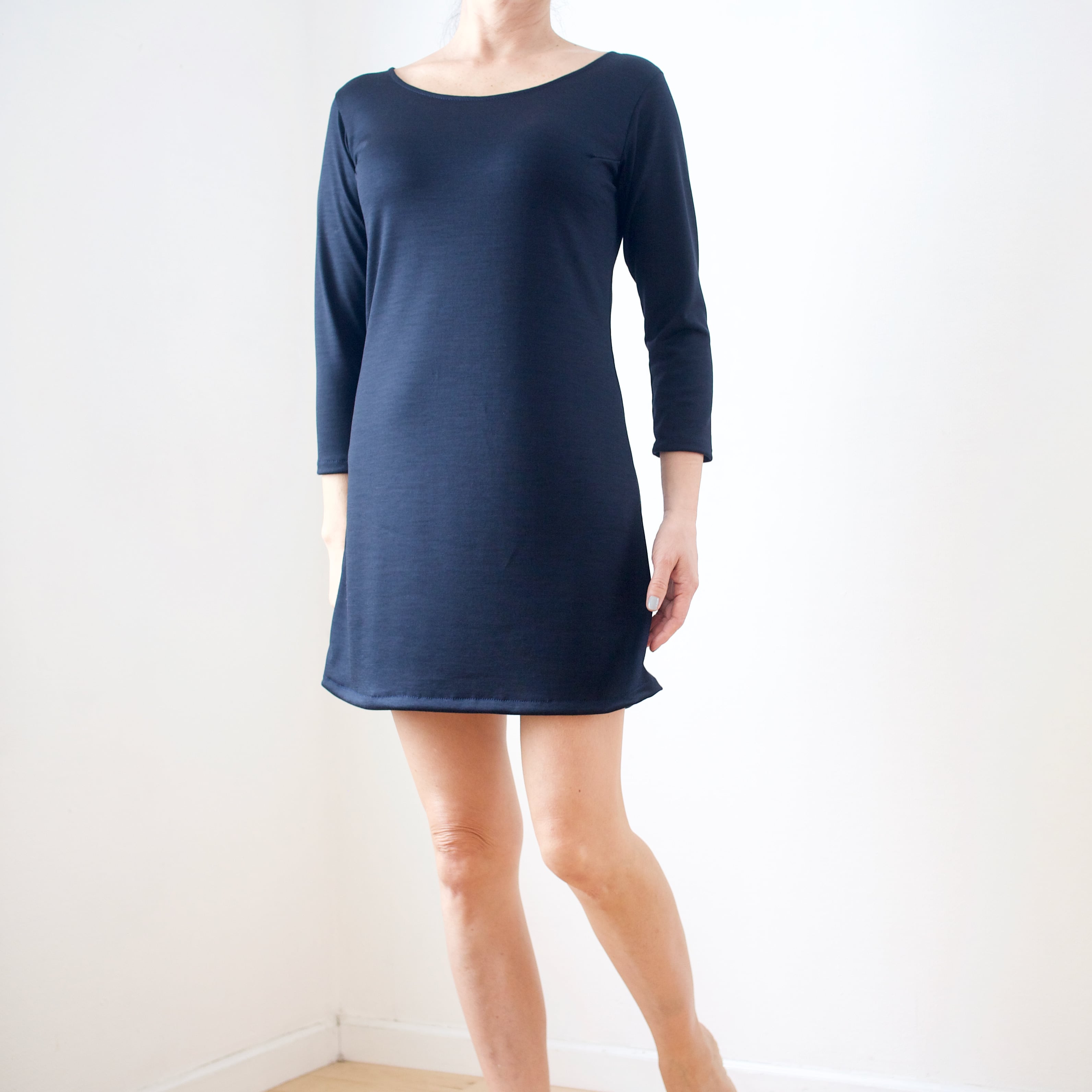 メリノウール <インナーワンピース > ダークネイビー(80cm丈/90cm丈)