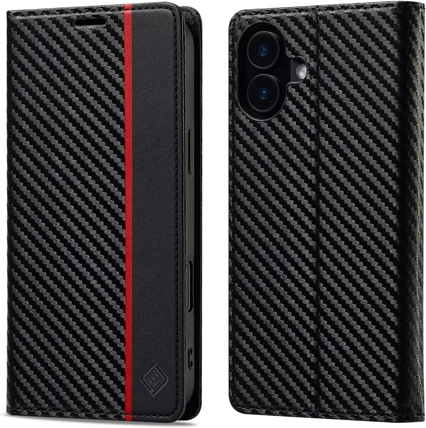 For iPhone 17 ケース 手帳型 カード収納 いphone17用 カバー 手帳型 横置きスタンド機能 スマホケース iphone 17用 スタンド付き アイフォン 17用 ケース 内蔵マグネット 開閉式 スマホカバーアイフォン 17用 耐衝撃 全面保護 高級な炭素繊維風 縦のライン
