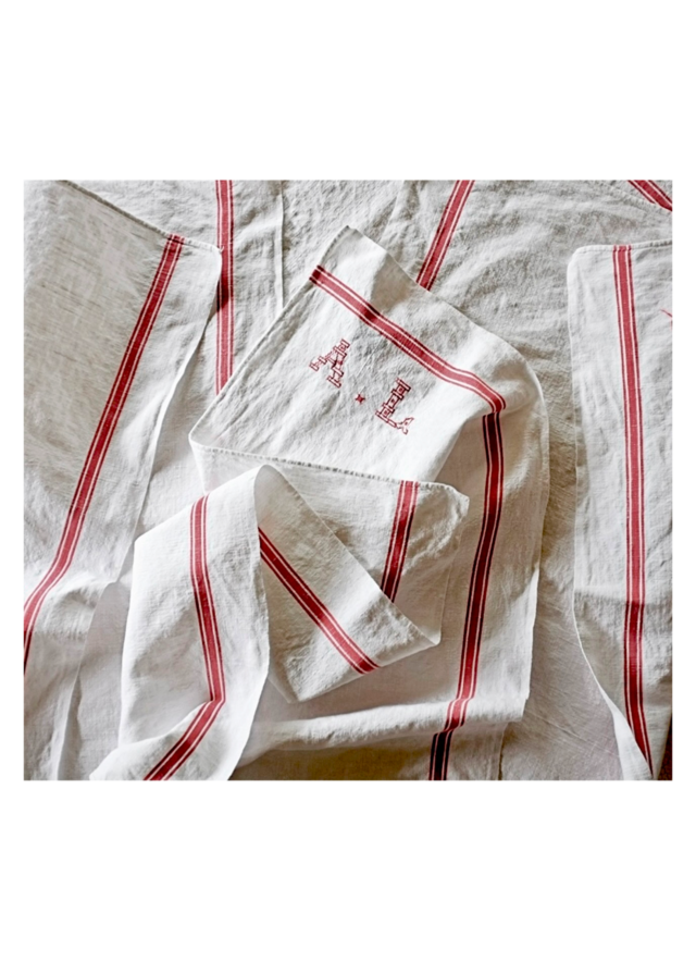 フランス エッフェル塔的モノグラムの支配下によるリネントーション アンティーク