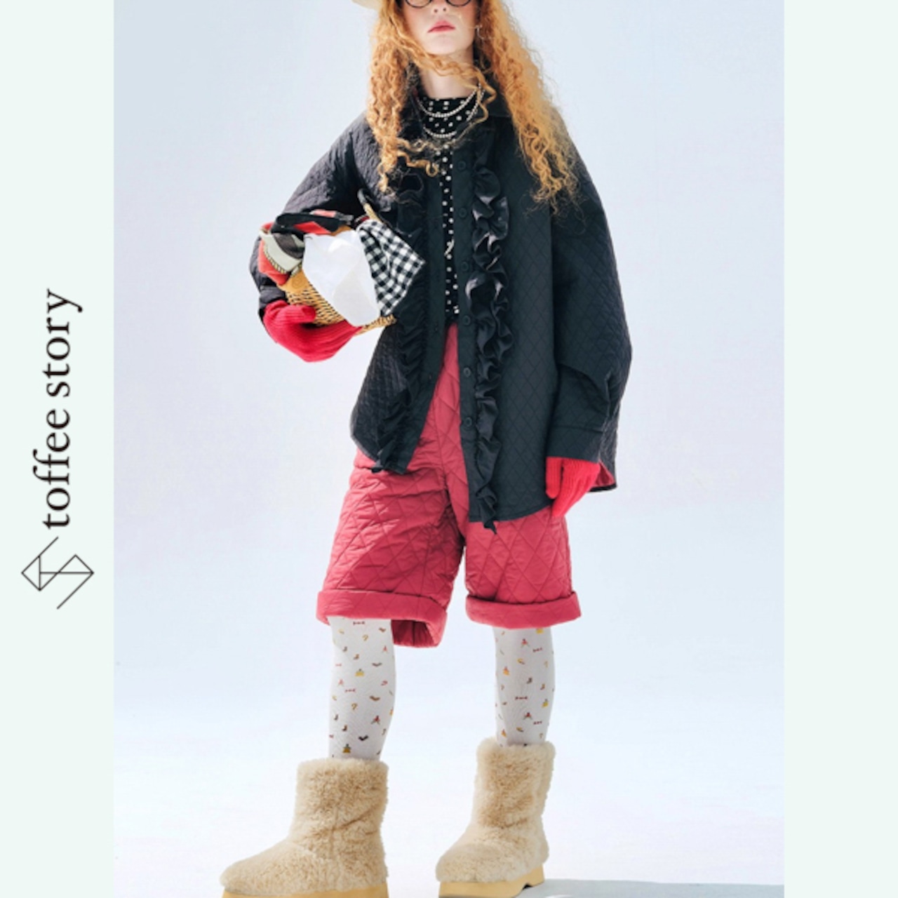 フリル×キルティングのアートシャツコート《i0801》