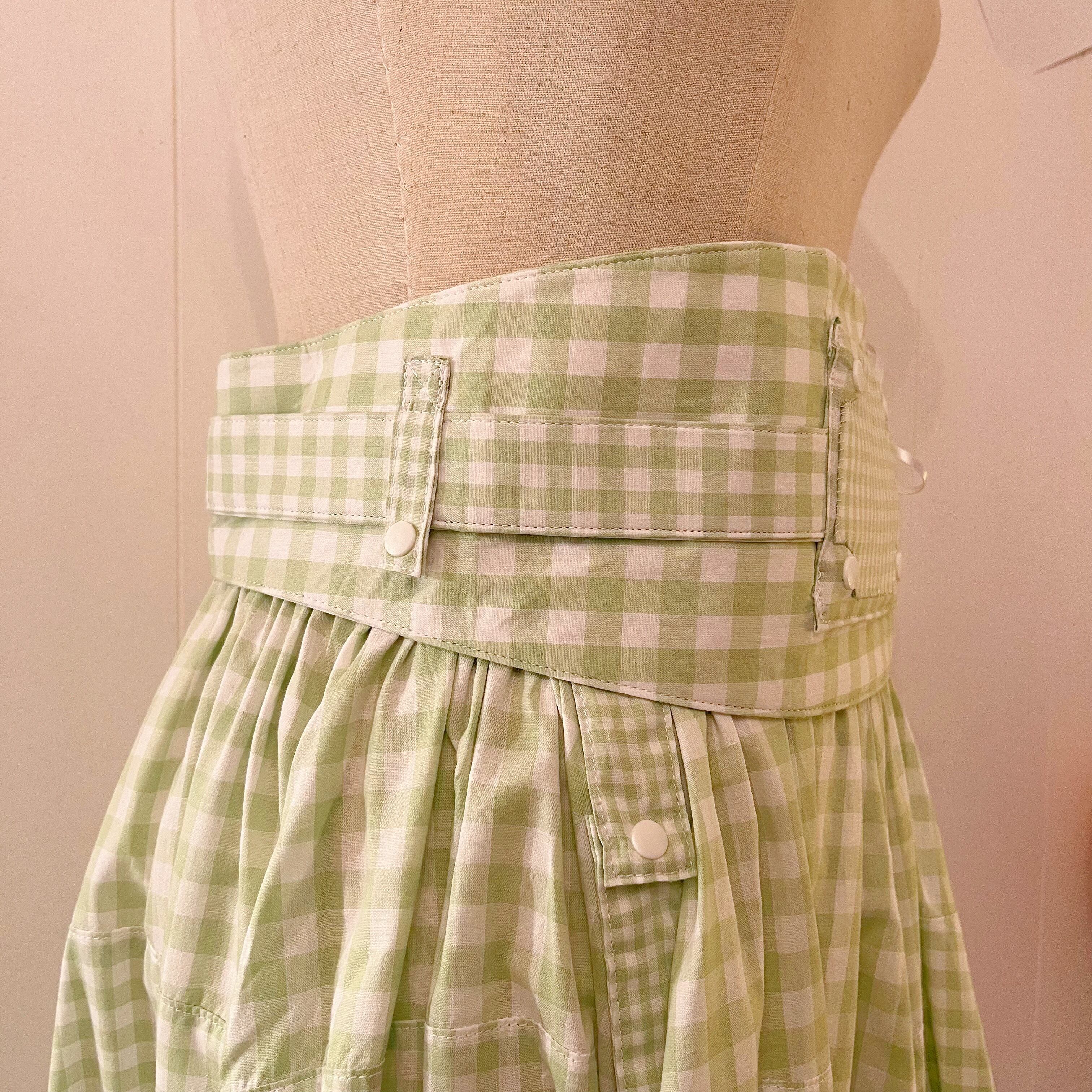 original : transformation belt gingham check skirt . green