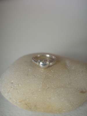 <vintage silver925>puffy mini heart ring