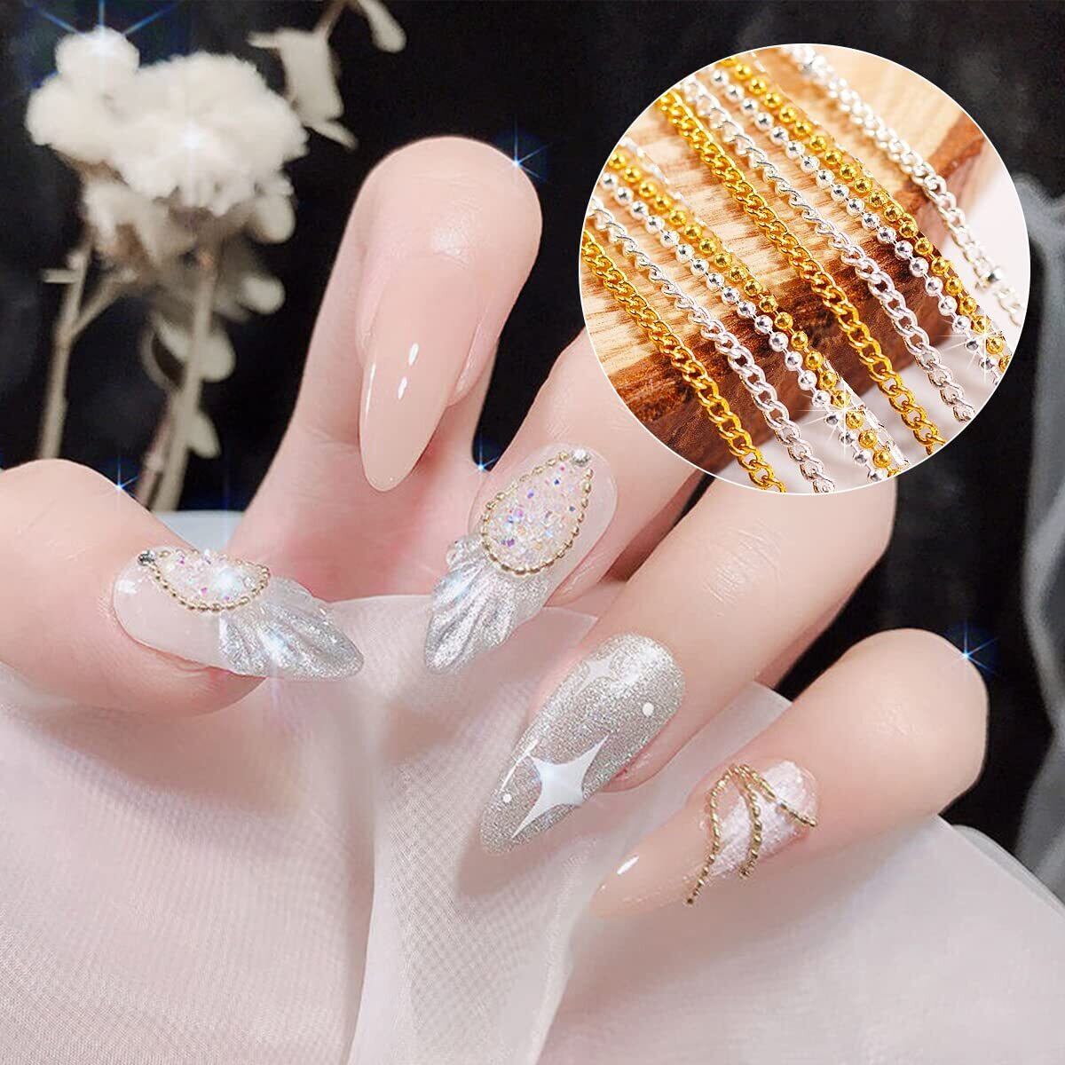 ネイルパーツ チェーン 4本入り ゴールド シルバー ネイル チェーン