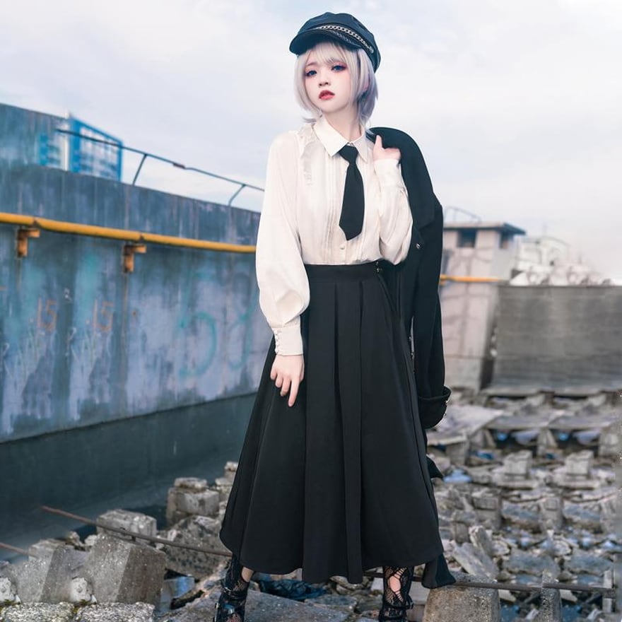 サブカル 服 地雷系 通販 シャツ ネクタイ付き ロリータ 王子系 学園風 制服 ロリータ ミリロリ コスプレ