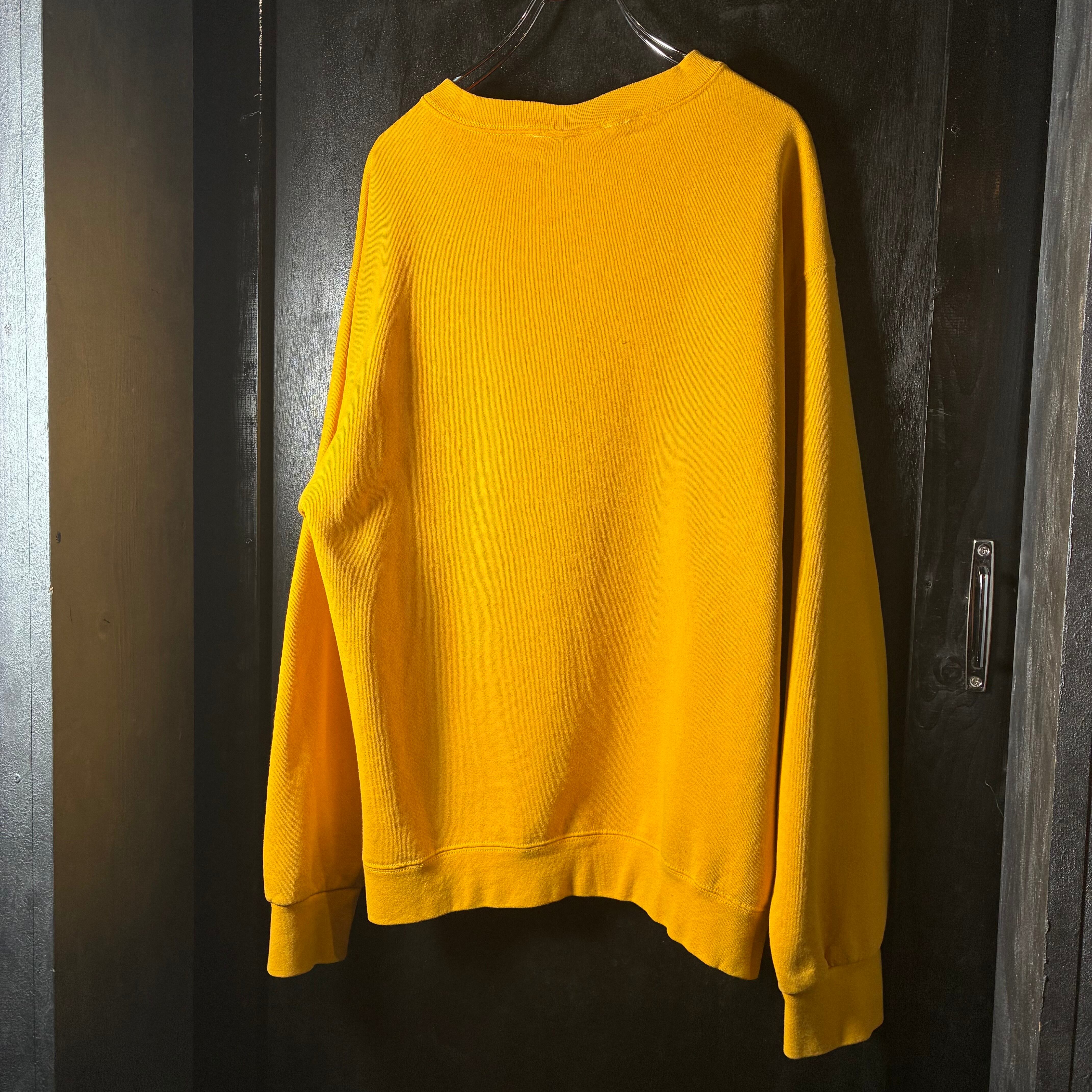 90s USA製 NIKE ナイキ スウェット イエロー 黄色 90s USA製】NIKE 無地スウェット 黄色 刺繍スウィッシュ XL ナイキ