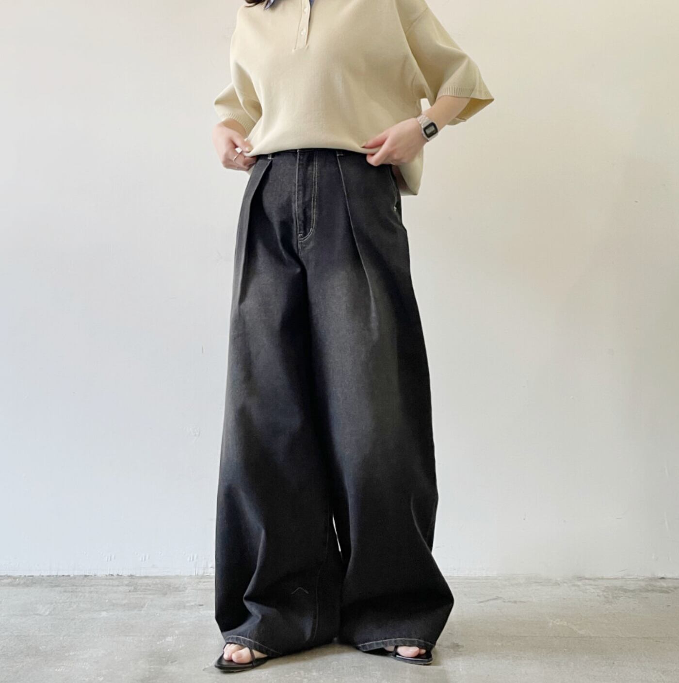 ナンバーミーTOKYO"DENIM WIDE PANTS"BLACK