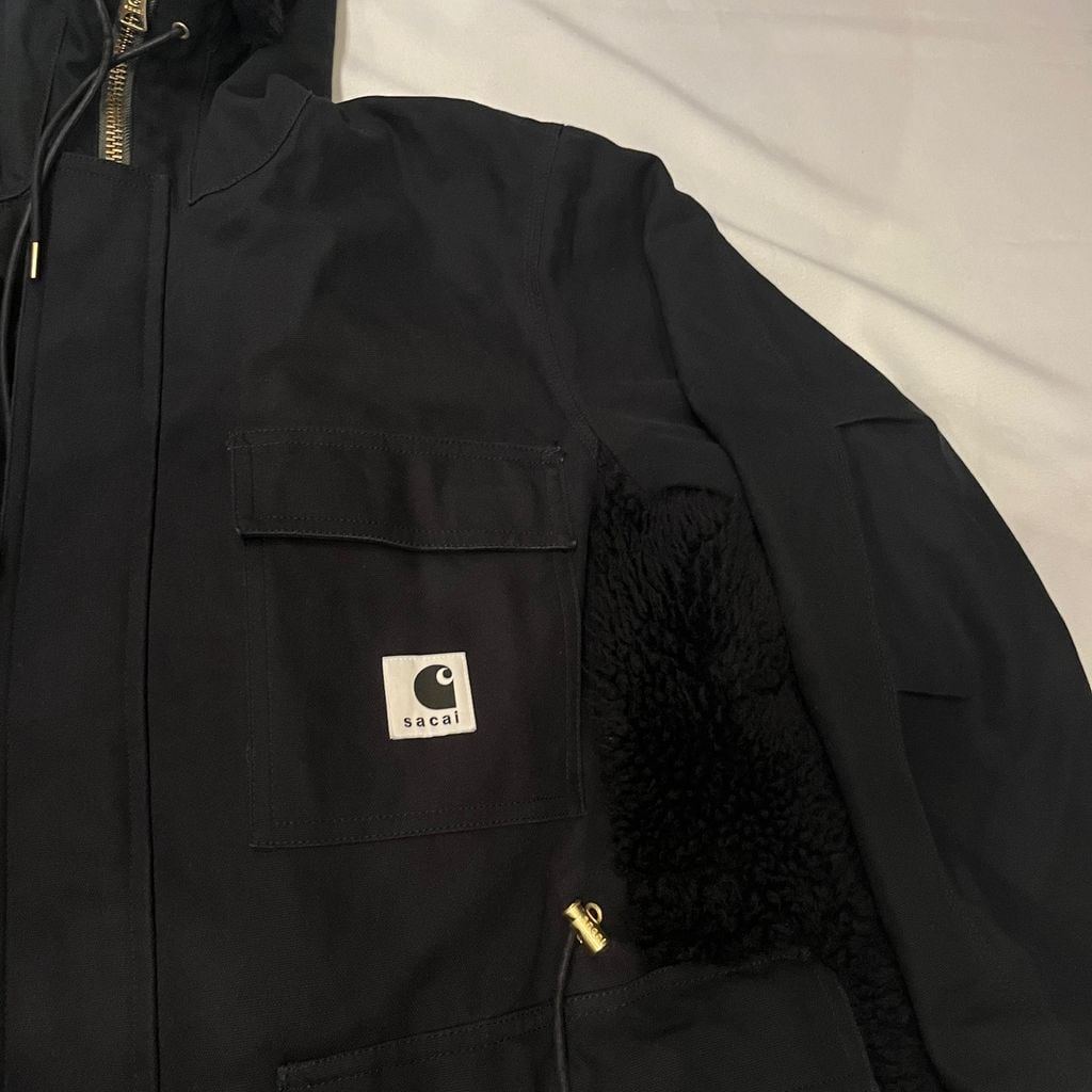 未使用 sacai×Carhartt シベリアンコート ブラック サイズ2