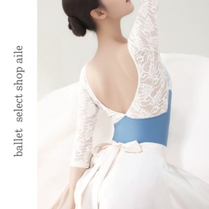 バックオープンレース七分袖レオタード5色展開 A0167