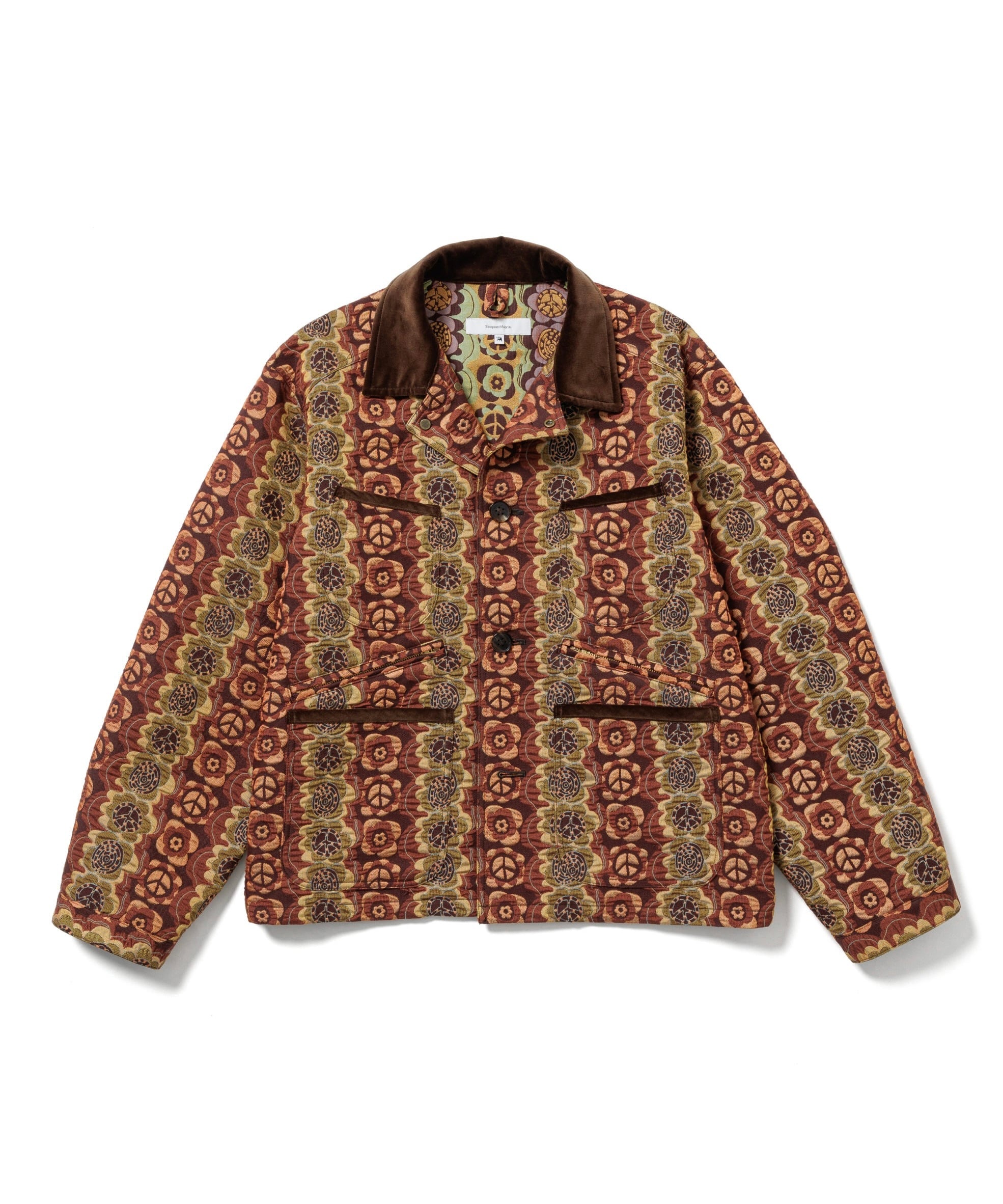 Sasquatchfabrix./23AW-JKM003 COVERALL FLOWER &PEACE(BROWN）