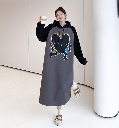 大きいサイズ レディース パーカー ワンピース ロング 春 秋冬 新品 長袖