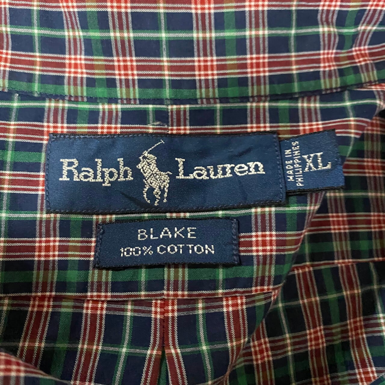 ラルフローレン　BLAKE　チェックシャツ　　レッド　グリーン　XL