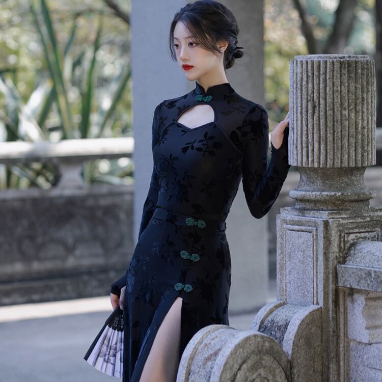 之】☆チャイナ風セットワンピース☆ブラック レオタード 中華服