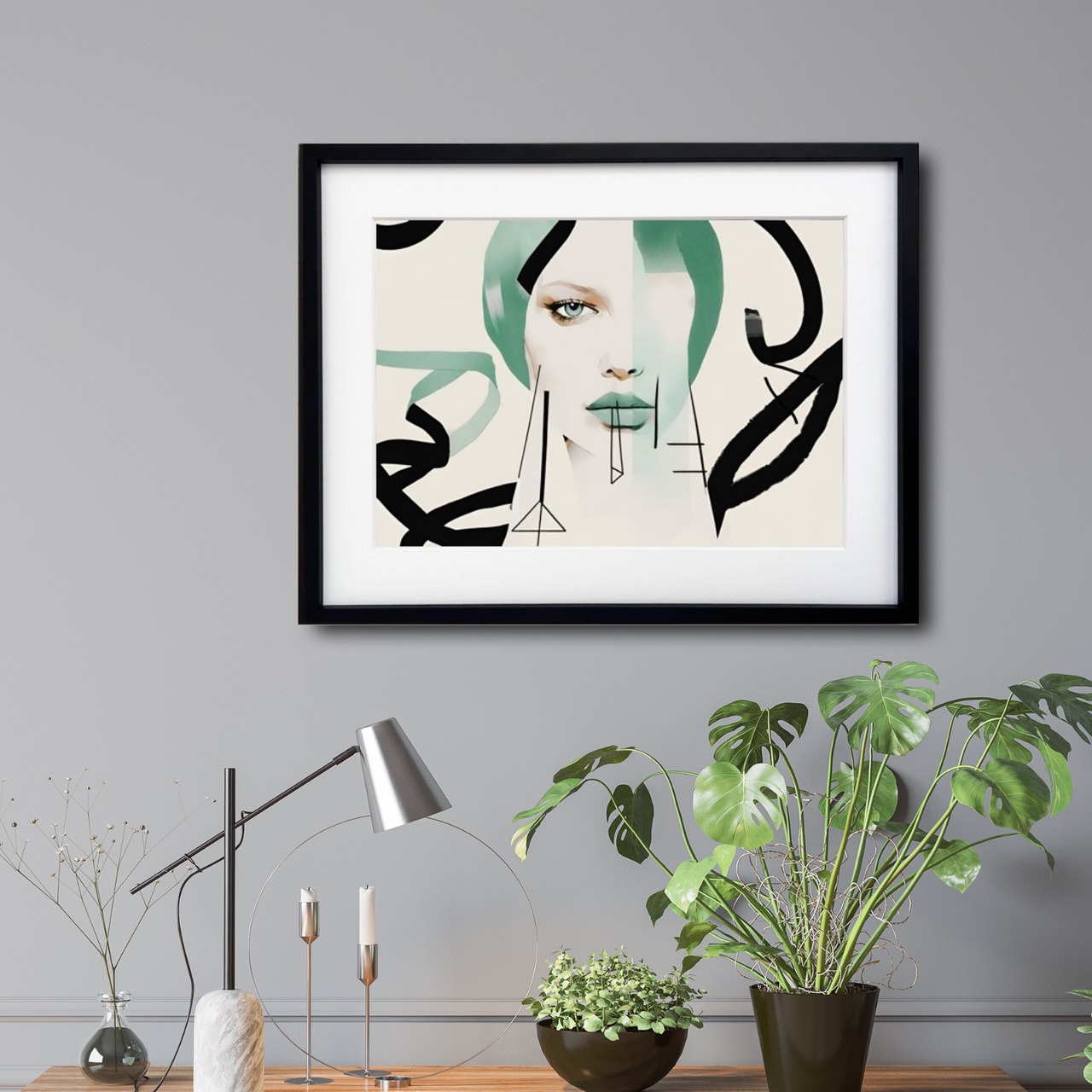 Dazzling｜女性肖像をくすみカラーで描くアブストラクトアートポスター｜モダン・北欧・ホテルライクに映える上品な壁掛けインテリアA2ポスター