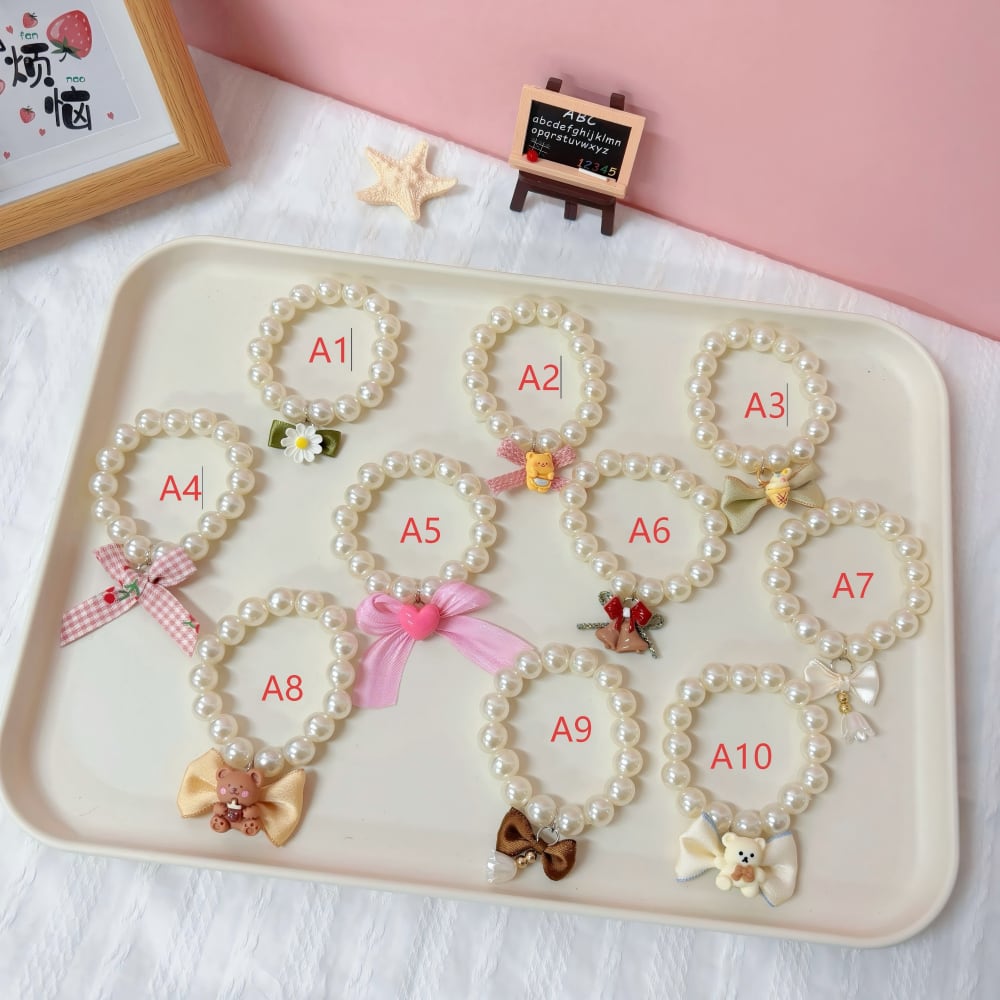 Labubu 1-4世代/8-20cmぬいぐるみ用 パールネックレス かわいい リボン