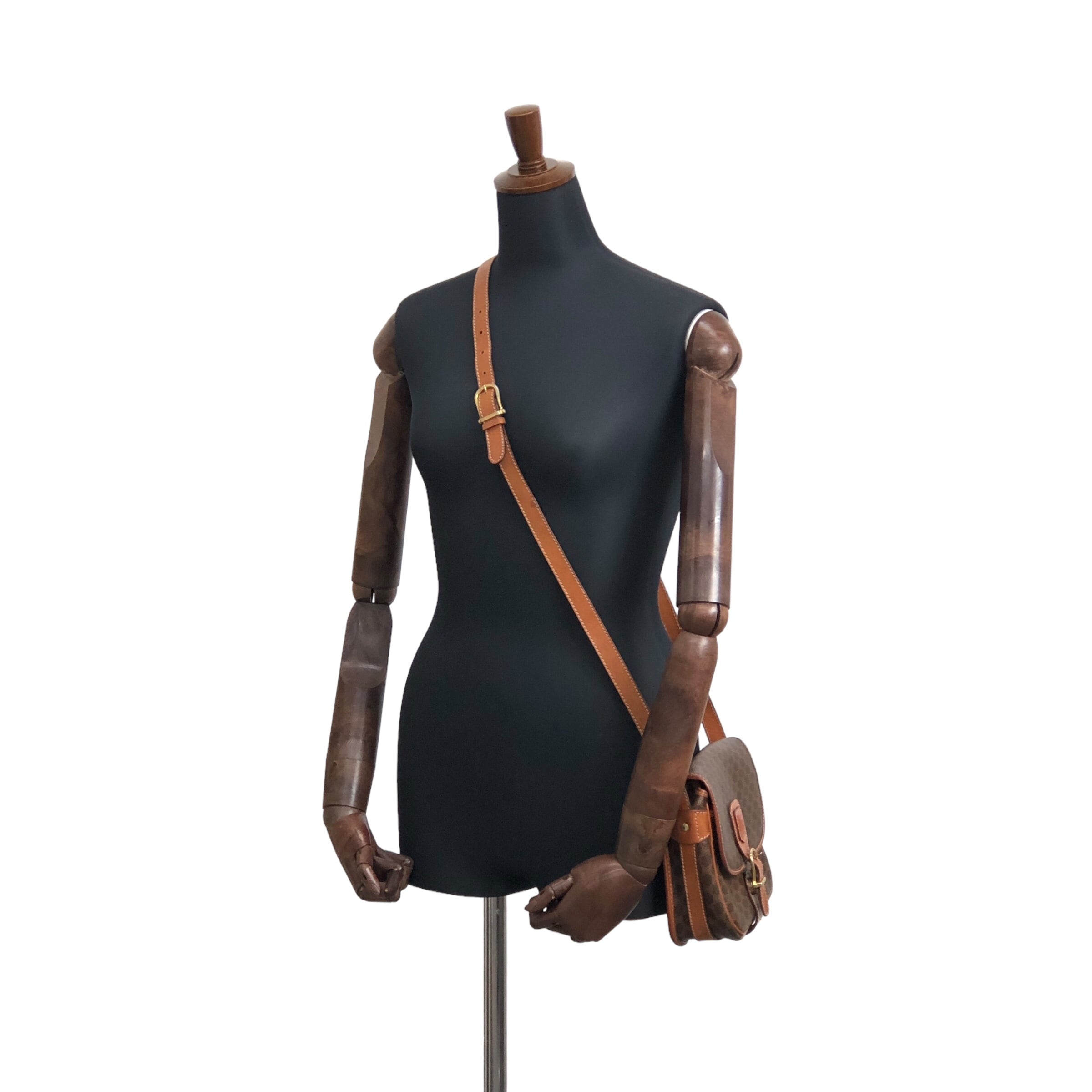 CELINE セリーヌ マカダム ショルダーバッグ ブラウン ブラゾン型押し