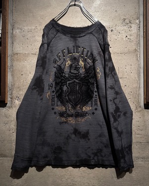 【Caka】"Affliction" "Reversible" Gothic Print Vintage Thermal L/S T-Shirt