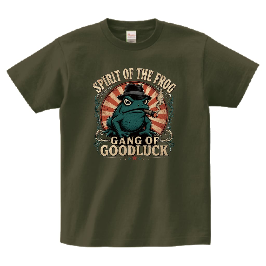 SPRIT OF THE FROGヴィンテージ風エンブレムTシャツ