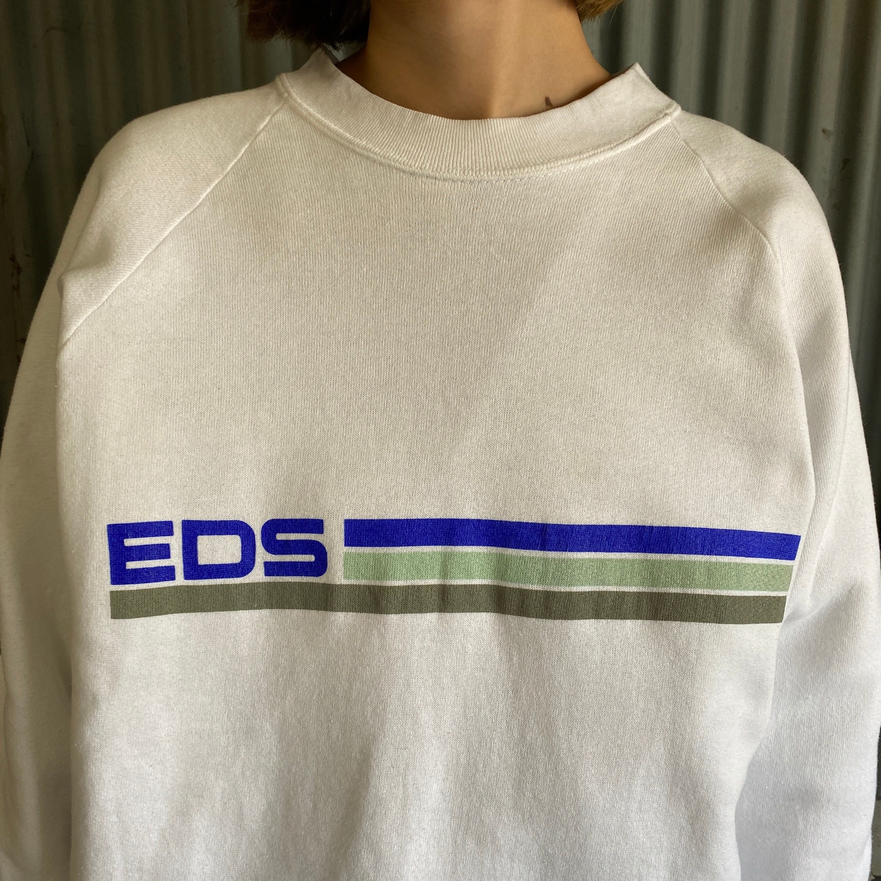 USA製 90年代 EDS IT企業ロゴ プリント 袖プリ スウェット メンズL 古着 90s ヴィンテージ トレーナー ホワイト 白  ラグランスリーブ【スウェット】【SW20】【AN20】 | cave 古着屋【公式】古着通販サイト