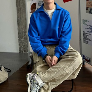 ハーフオープンポロカラースウェット　1058