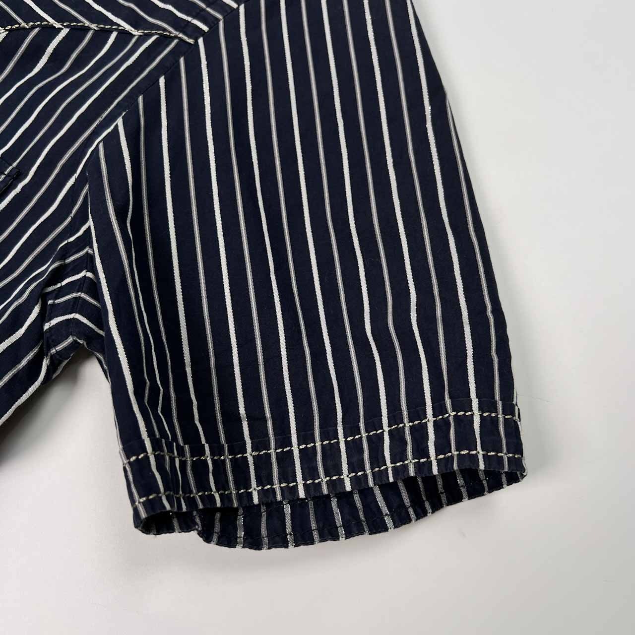 Indian Motorcycle インディアン モーターサイクル ストライプ 半袖 ウエスタン シャツ サイズ L /メンズ/東洋